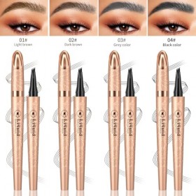 Vawolecy Stylo à sourcils Microblade, crayon à sourcils avec applicatrice à pointe micro-fourche à 4 broches de qualité supér