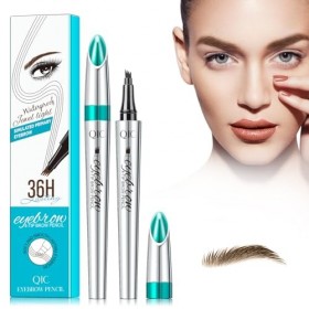 Crayon à sourcils 3D - Étanche - Avec 4 pointes fourchues - Longue durée - Pour sourcils naturels - Marron clair