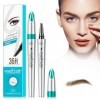Crayon à sourcils 3D - Étanche - Avec 4 pointes fourchues - Longue durée - Pour sourcils naturels - Marron clair