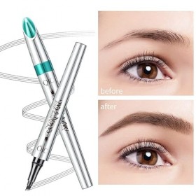 Crayon à sourcils 3D - Étanche - Avec 4 pointes fourchues - Longue durée - Pour sourcils naturels - Marron clair