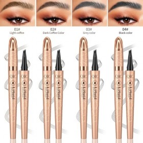 Crayon à sourcils liquide, Crayon à sourcils waterproof avec 4 pointes micro-fourches, Teinte à sourcils longue durée Pour un