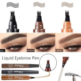 KARLOR Lot de 2 crayons à sourcils liquides pour dessiner des sourcils - Imperméable - Noir - Stylo à sourcils liquide - Natu...