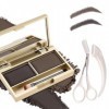 Kit de poudre à sourcils étanche 2 en 1 avec miroir et pinceau - Anti-bavures - Palette de fards à paupières et sourcils long...