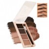 Boobeen Palette de 4 couleurs de poudre à sourcils pour femmes, maquillage de poudre à sourcils mate longue durée, kit de con...