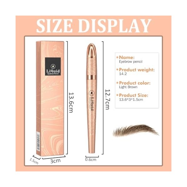 Crayon à sourcils magique avec 4 pointes microfourchues – 3D Crayon Sourcil Microblading Résistant à Leau, Stylo à sourcils 