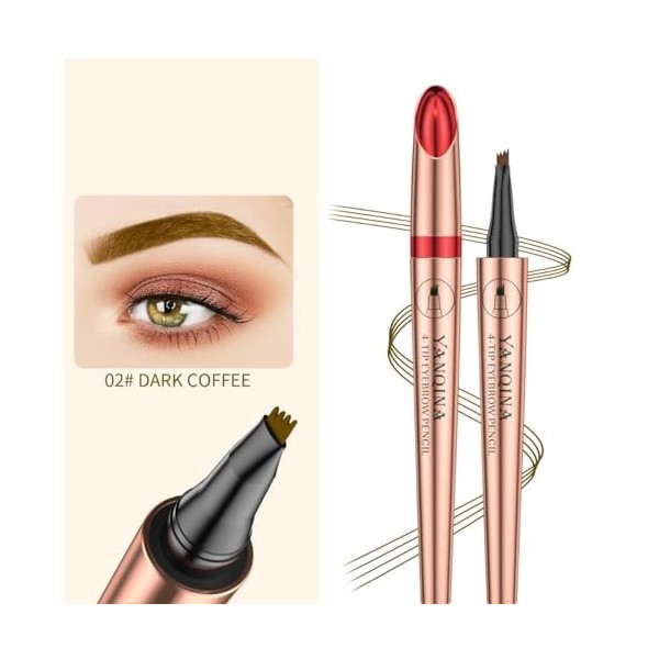 KARLOR Crayon à sourcils avec 4 pointes micro tête, crayon à sourcils liquide, dessin des poils, maquillage, tatouage Micro B