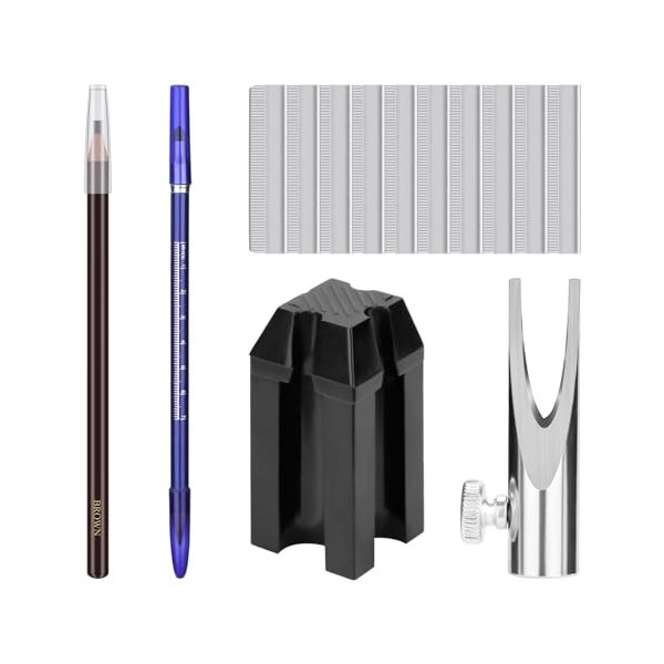 ATOMUS Eyebrow Makeup Sharpener Set 0.8cm and 1cm pencil Sharpener 10pcs Eyebrow Trimmer Brown and Dark Coffee Eyebrow Pencil...