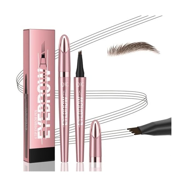 Crayon à sourcils magique avec 4 micro-embouts fourchus, crayons à sourcils microblading longue durée, résistant à leau, à l ...