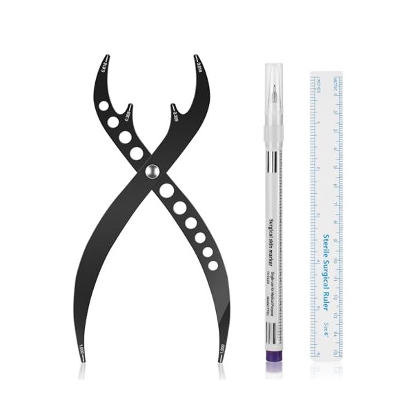 ATOMUS Règle de tatouage à sourcils en acier inoxydable - Outil de maquillage avec stylo de marque - Pointe de 0,5 mm - Outil...