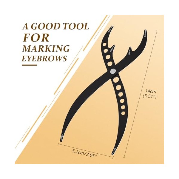 ATOMUS Règle de tatouage à sourcils en acier inoxydable - Outil de maquillage avec stylo de marque - Pointe de 0,5 mm - Outil...