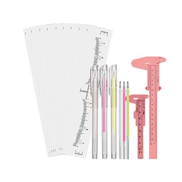 ATOMUS Microblading Eyebrow Positioning Set 50pcs Disposable Adhesive Eyebrow Sticker Ruler Guide 2pcs Large Vernier Calipers...