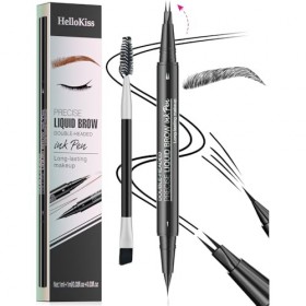 Crayon à sourcils 2 en 1 à double extrémité avec 2 pointes et pointe pinceau précise, étanche toute la journée, stylo à sourc...
