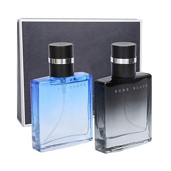 Eau de cologne homme, 2pcs Kit de Parfum, Masculin Bouteille en Verre Parfum Longue Durée Parfum Léger Parfum Spray, Coffret 