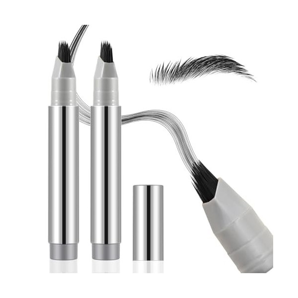Boobeen 2pcs Brow Fection Eyebrow Pen, crayons à sourcils liquides pour femmes, pinceau angulaire imperméable pour des traits