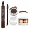 Boobeen Crayon à Sourcils Waterproof avec Pommade, Gel à Sourcils avec Brosse Double Embout, Sourcils Naturels Longue Tenue p...