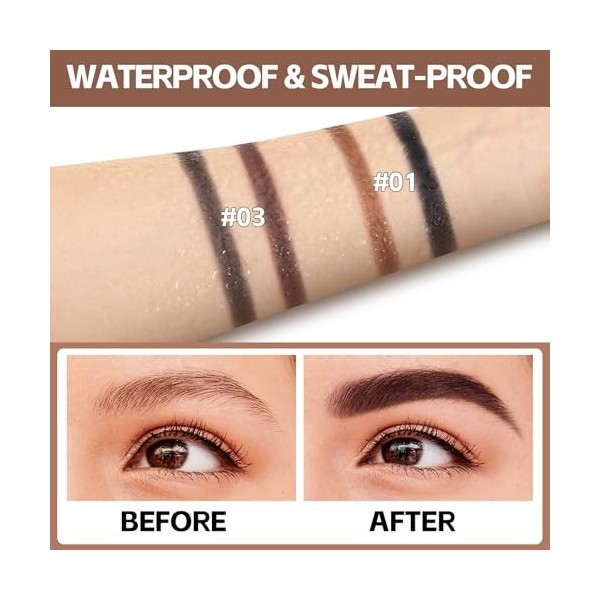 Boobeen Kit à sourcils, Poudre à sourcils 2 couleurs et Stylo à sourcil à pointe à 4 dents, Longue durée, imperméable et anti...