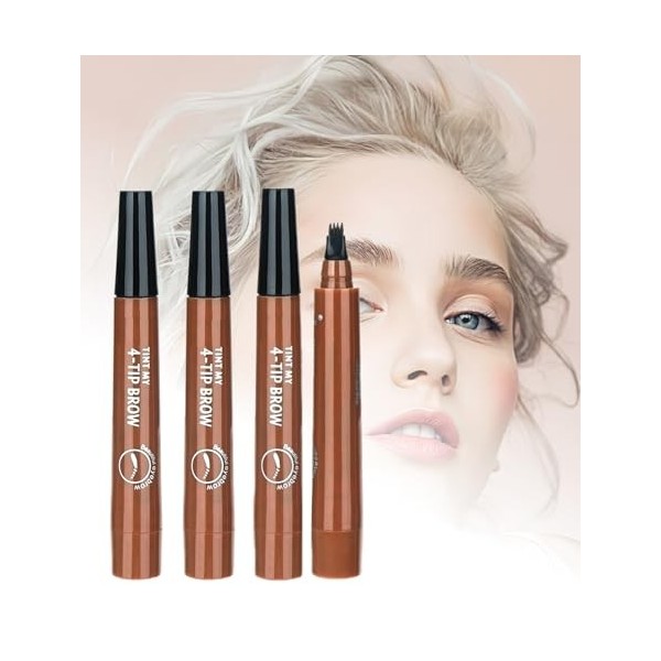 Magic Microblading Lot de 4 crayons de contour des sourcils – Stylo de contour des sourcils – Stylo à sourcils étanche précis...