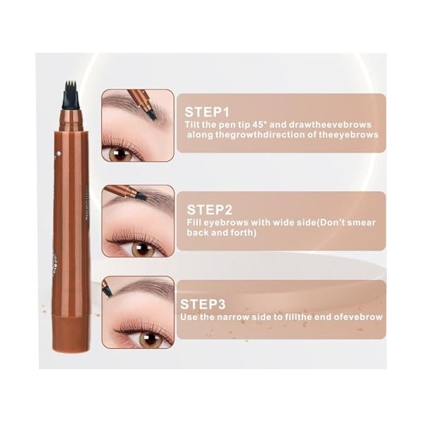 Magic Microblading Lot de 4 crayons de contour des sourcils – Stylo de contour des sourcils – Stylo à sourcils étanche précis...
