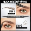Crayon à sourcils imperméable à double extrémité avec peigne à 2 dents et pointe pinceau précise, résistant à la transpiratio...