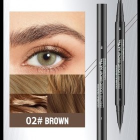 Crayon à sourcils marron, stylo à sourcils Microblading avec 2 pointes fourchues et pointe pinceau précise pour des sourcils 