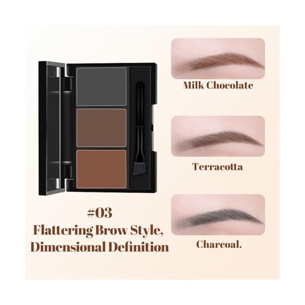 Palette de poudre à sourcils avec pinceau et miroir, kit de teinte naturelle pour sourcils pour définir et sculpter les sourc