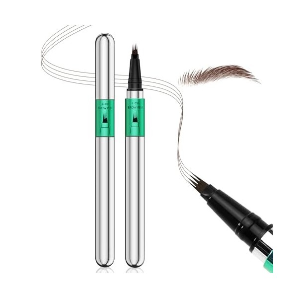 Apooliy Stylo à sourcils pour microblading,Longue durée and Crayon à sourcils imperméable Micro 4 Point Brow Pen, pour créer
