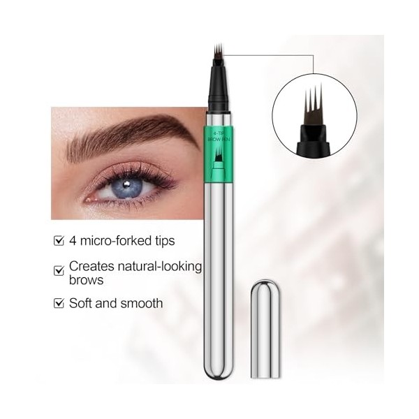 Apooliy Stylo à sourcils pour microblading,Longue durée and Crayon à sourcils imperméable Micro 4 Point Brow Pen, pour créer