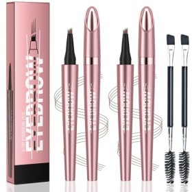 Crayon à Sourcil Waterproof, Crayon Sourcil Microblading 3D avec 4 Pointes Fourchues, Magique Stylo à Sourcils Précis, Crée d...