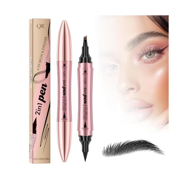 2 en 1 Crayon Sourcil, Crayon Sourcil Waterproof, Crayon Microblading Sourcil, Durable, Naturel, Plus Fin – Sourcils Maquilla...
