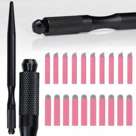Kit Tebori de maquillage Permanent pour sourcils, poignées de Microblading avec lame rose Nano 0.15mm, fournitures de support...