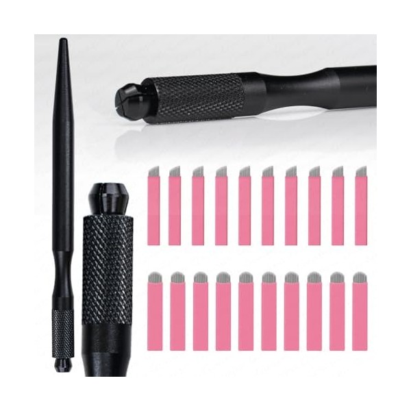 Kit Tebori de maquillage Permanent pour sourcils, poignées de Microblading avec lame rose Nano 0.15mm, fournitures de support...