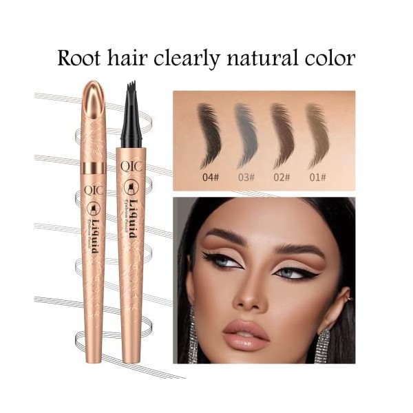 Crayon à sourcils magique, crayon à sourcils avec 4 pointes micro-fourchettes, naturel imperméable et durable, pour hommes et...
