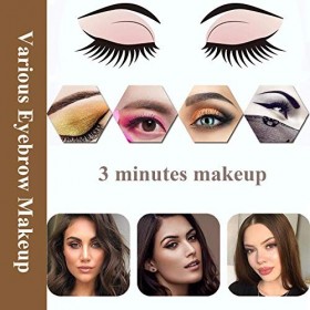 TEUVO 12 Styles Pochoirs Sourcils pour Débutants, Kit Pochoir Sourcils Réutilisable avec Brosse à Sourcil et Rasoir Sourcil p...