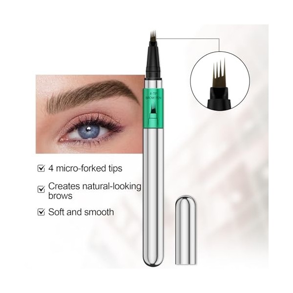 Apooliy Stylo à sourcils pour microblading,Longue durée and Crayon à sourcils imperméable Micro 4 Point Brow Pen, pour créer