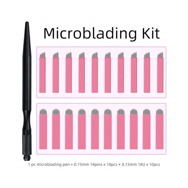 Kit Tebori de maquillage Permanent pour sourcils, poignées de Microblading avec lame rose Nano 0.15mm, fournitures de support