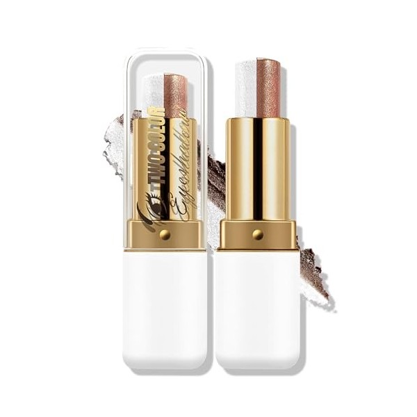 Boobeen Ombre à Paupières Bâton Imperméable et Résistante au Transfert, Maquillage pour les Yeux Scintillant 2 Couleurs, Tenu