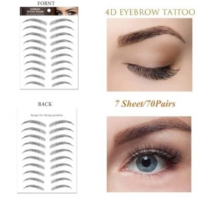 Lot de 7 feuilles/77 paires dautocollants 4D pour sourcils - Imperméables et naturels - Longue durée - Parfait pour les femm
