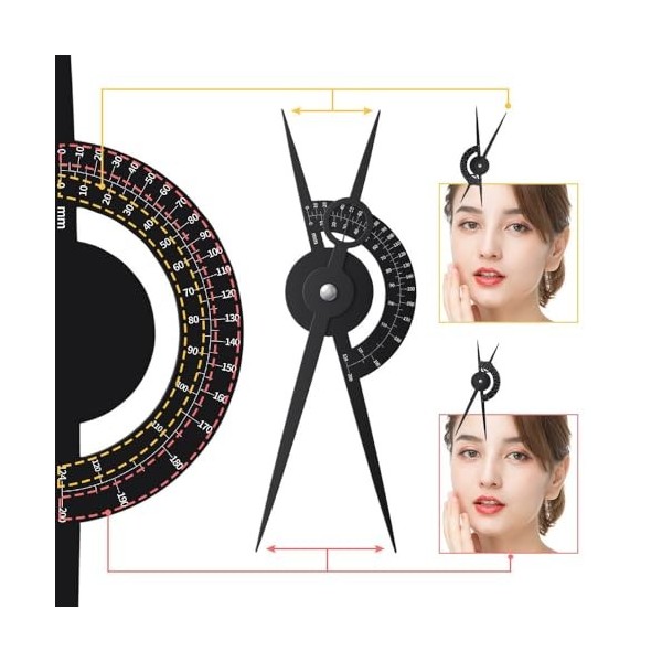 Règle de Positionnement Sourcil en Acier Inoxydable - Outil de Mesure Microblading Maquillage Permanent, Basé sur le Nombre d