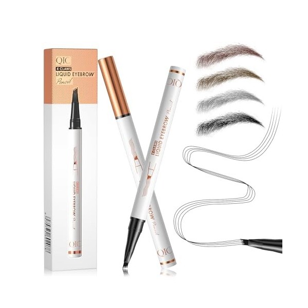 Crayon à sourcils - Imperméable - Résistant aux frottements - 3D - Maquillage naturel - Pour hommes et femmes - Gris