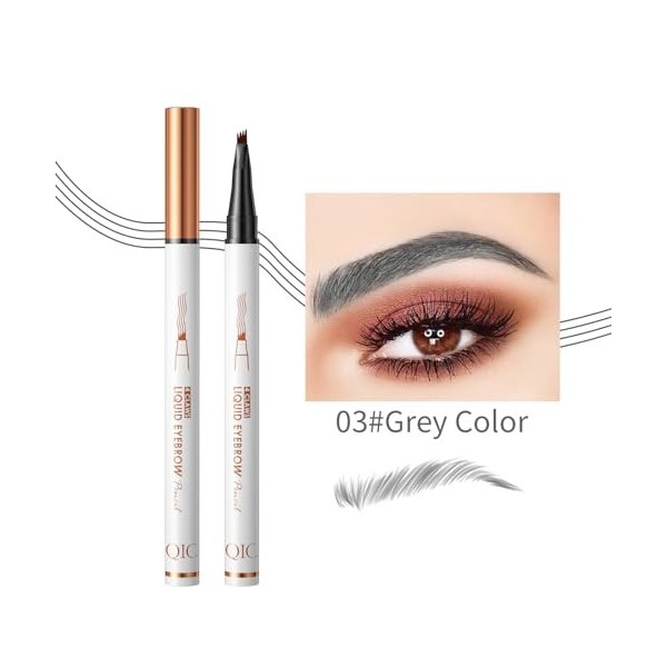 Crayon à sourcils - Imperméable - Résistant aux frottements - 3D - Maquillage naturel - Pour hommes et femmes - Gris