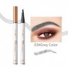 Crayon à sourcils - Imperméable - Résistant aux frottements - 3D - Maquillage naturel - Pour hommes et femmes - Gris