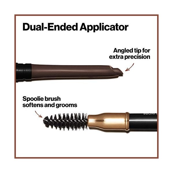 Revlon ColorStay 24H, Brow Pencil Crayon Sourcils Waterproof avec Brosse, Maquillage pour sourcils, Forme Biseautée pour des 