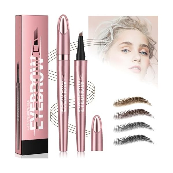 Magic Microblading Crayon de contour des sourcils – Stylo de contour des sourcils – Stylo à sourcils étanche précis à 4 point...