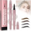 Magic Microblading Crayon de contour des sourcils – Stylo de contour des sourcils – Stylo à sourcils étanche précis à 4 point...