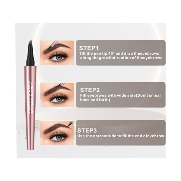 Magic Microblading Crayon de contour des sourcils – Stylo de contour des sourcils – Stylo à sourcils étanche précis à 4 point...