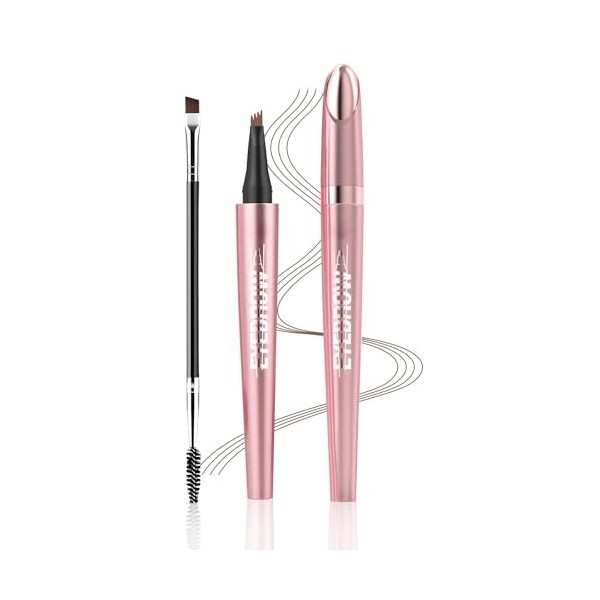 Crayon à sourcils microblading waterproof, pointe 4 fourches, effet naturel, effet laminé, tenue 24 h, effet laminé Brun cla ...