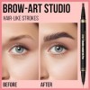 Microblading Crayon à sourcils 2 en 1 à double extrémité avec micro pointes fourchues à 3 dents et pointe pinceau précise pou...