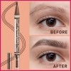 Microblading Crayon à sourcils - 2 en 1 - Avec deux extrémités - Pour femme - 3 pointes et brosse Spoolie - Pour sourcils nat...