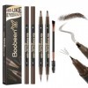 Boobeen Stylo Sourcils Microblading Résistant à lEau, Double Pointe Effet Brins de Cheveux, Durable avec Brosse - Brun Foncé ...
