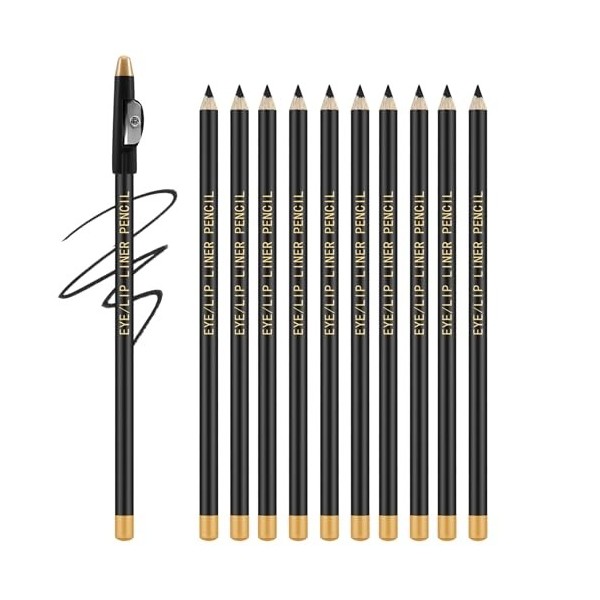 Apooliy Set de 10 crayons à sourcils，Crayon à sourcils longue tenue avec taille-crayon,Stylo à sourcils waterproof,Applicatio...